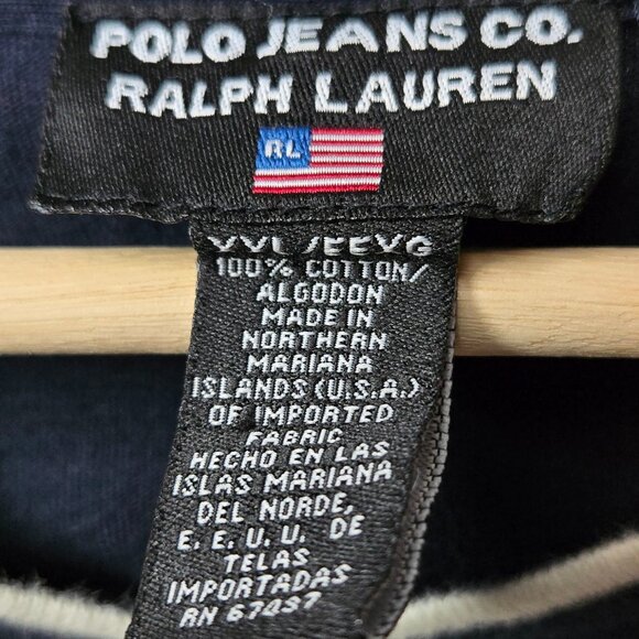 Vintage Polo Jeans Company Striped Shirt Men's Jersey Mesh Accent Spell Out XXL - Picture 9 of 9